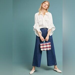 Pilcro Anthropologie Women's High Rise Cropped Wide‎ Leg Jeans- Size 28